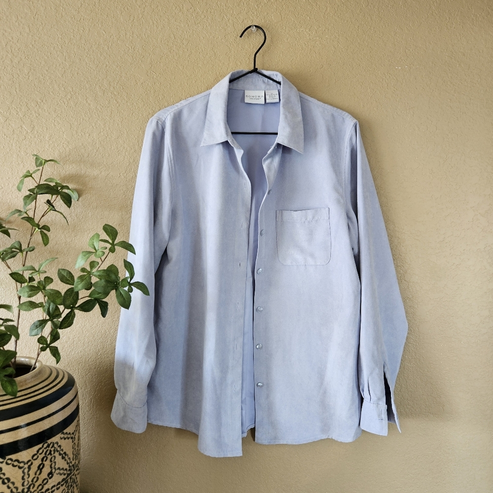 Sonoma Suede Dress Shirt, Medium | Blue